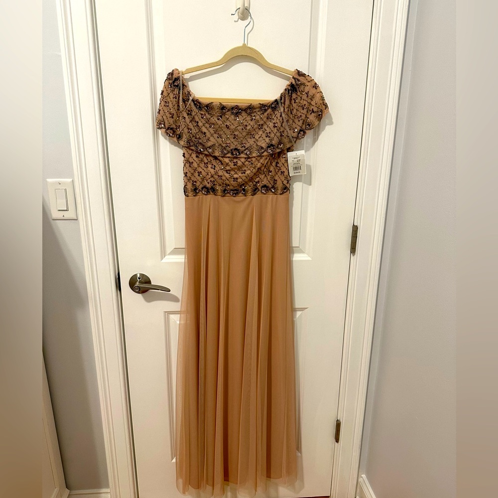 Gorgeous Mother of the Bride beaded, off the shoulder, dress, size 4.